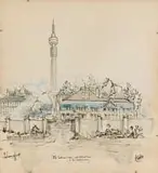 Arthur Edward Cantrell, Old Parktown Houses with Hillbrow Tower in the Background