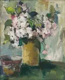 Still Life with Flowers in a Vase by Alexander Rose-Innes, oil on canvas, sold Feb 2023