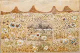 Landscape Lustreware Tile by Esias Bosch, porcelain with lustre decoration, sold Feb 2023