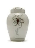 Large White Lidded Jar by Esias Bosch, porcelain with white glaze and cobalt and iron decoration, sold Feb 2023