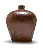 Large Triangular Vase by Esias Bosch, earthenware with granite glaze, iron decoration and incised decoration, offered Feb 2023