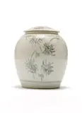 Large Lidded Jar by Esias Bosch, porcelain with white glaze and cobalt and iron decoration, sold Feb 2023