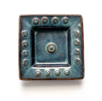 Blue Ashtray by Esias Bosch, stoneware with a blue iron glaze and relief decoration, sold Feb 2023