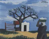 Peter Clarke, Landskap met Kleinhuisie, Teslaarsdal (sic), oil on canvas laid down on board