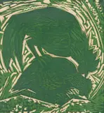 Peter Clarke, Pair of Chickens, woodcut on paper