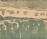 Peter Clarke, People, woodcut on paper