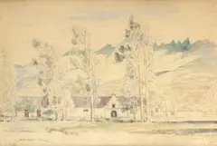 Jacobus Hendrik Pierneef, By Stellenbosch, watercolour and pencil on paper laid down on board