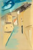 Irma Stern, Street Scene, ink and watercolour on paper laid down on card