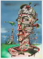Self-Portrait by Norman Catherine, offset lithograph on paper, sold Mar 2023