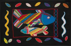Mapula Embroidery Project, Two Fish, embroidery on canvas