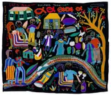 Mapula Embroidery Project, Let's Prevent HIV Aids Together, embroidery on fabric