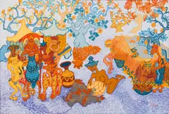 Misheck Gudo, Zunde reMambo (King's Granary), acrylic on canvas