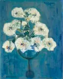 Hindy Rutenberg, White Flowers in a Wine Glass, oil on canvas