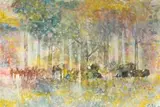 Gordon Vorster, Wildebeest and Springbok in a Forest, oil on board