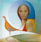 Catharina de Bliquy, Die Fisant Roep: 'Kom Dans'! (The Pheasant Calls: 'Come Dance'!), oil on board