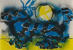 Christo Coetzee, Blue and Yellow Tubular Forms, colour lithograph on paper