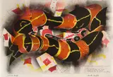 Christo Coetzee, Red and Black Tubular Forms, colour lithograph on paper