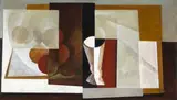 Marlene Von Dürckheim, Glass, Violin and Fruit bowl, oil on canvas
