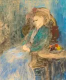 Cecil Higgs, Seated Figure, oil on paper
