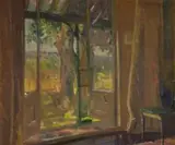 Alfred Robert Hayward, View Through a Window, oil on canvas