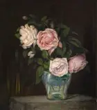 Katherine Kinsella, Vase with Roses, oil on canvasboard