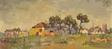 Gregoire Boonzaier, Yellow Cottage + Three Trees, Landsdown, Cape (sic)