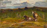 Adriaan Boshoff, Cows in a Pasture, oil on board