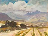 Philip Erskine, A View from Devon Valley looking towards the Helderberg, oil on board