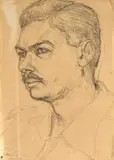François Krige, Geoffrey Long, ink on paper