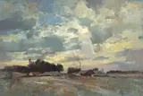 An Overcast Farm Landscape by Errol Boyley, oil on board, sold Mar 2023