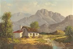 Gabriel de Jongh, Cottage in a Mountainous Landscape, oil on canvas