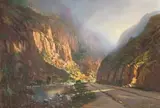 Gabriel de Jongh, Mountain Road with Stream, oil on canvas