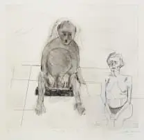 The 13th Hour XI by Wilma Cruise, drypoint etching and mixed media on paper, sold Oct 2022