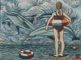 Theo Paul Vorster, Safe Passage, hand coloured linocut block