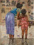 Andrew Ntshabele, The Stories We're Told, Mixed media, documents, acrylic and enamel on unstretched canvas