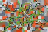 Sandile Radebe, Tf Town, spraypaint and acrylic paint on canvas