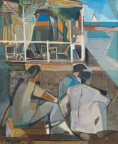 Sidney Goldblatt, Fishermen, oil on canvas laid down on board
