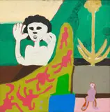 The Initiate by Walter Battiss, oil on board, offered Nov 2022