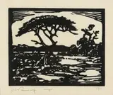 Doringboom, Warmbad (Nilant 61) by Jacobus Hendrik Pierneef, linocut on paper, sold Nov 2022
