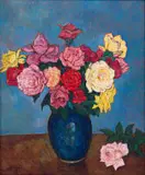François Krige, Roses, oil on canvas