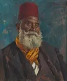 Neville Lewis, Man with Beard and Fez, oil on canvas