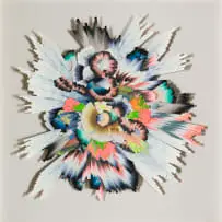 Lyndi Sales, Unmappable Realm, ink and acrylic on card and found map paper ephemera on bamboo backing