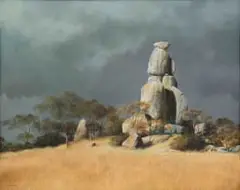 Keith Alexander, Stack of Boulders, oil on canvas board