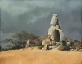 Keith Alexander, Stack of Boulders, oil on canvas board