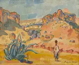 François Krige, Watercarrier in Mountains, oil on board