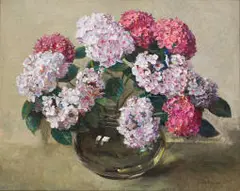 Frans Oerder, Pink Hydrangeas, oil on canvas