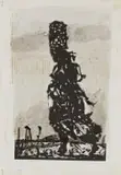 Firewalker by William Kentridge, linocut and ink wash on found paper, sold Nov 2022