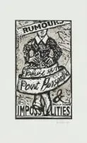 William Kentridge, Rumours and Impossibilities, linocut with hand colouring