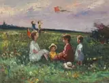 Christiaan Nice, Mother and Children in Garden