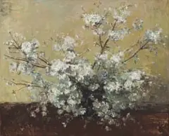 Adriaan Boshoff, White Blossoms, oil on canvas